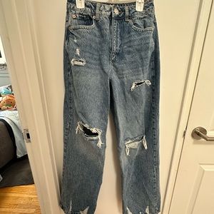 Garage Street Wide Leg High Rise Ripped Jeans
